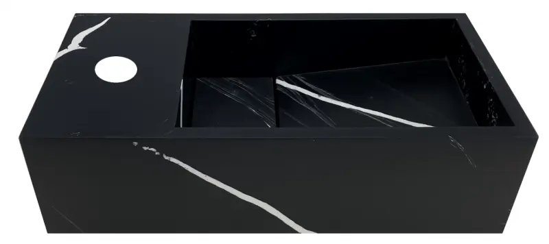 Solid-S Marble solid surface fountain B36xD18xH10cm matte black marble left with faucet hole 1208954637