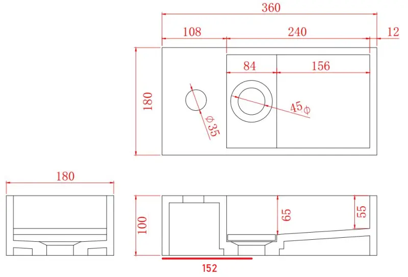 Solid-S Marble solid surface fountain B36xD18xH10cm matte black marble left with faucet hole 1208954637