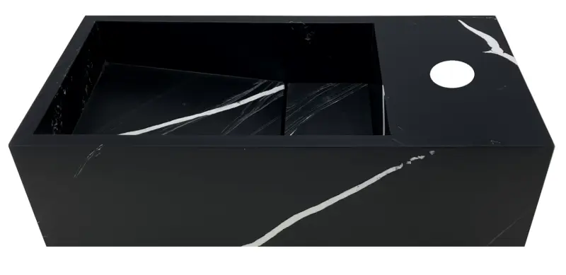 Solid-S Marble solid surface fountain B36xD18xH10cm marble matte black right with faucet hole 1208954638