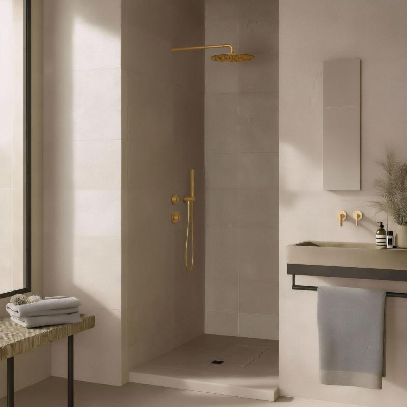 Waterevolution Flow built-in shower thermostat with 1 diverter valve, light gold 1208954644