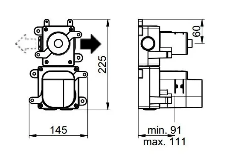 SB 316 AESTHETICS Round concealed thermostatic mixer with 1 outlet / shut-off valve, PVD brushed gold 1208954895