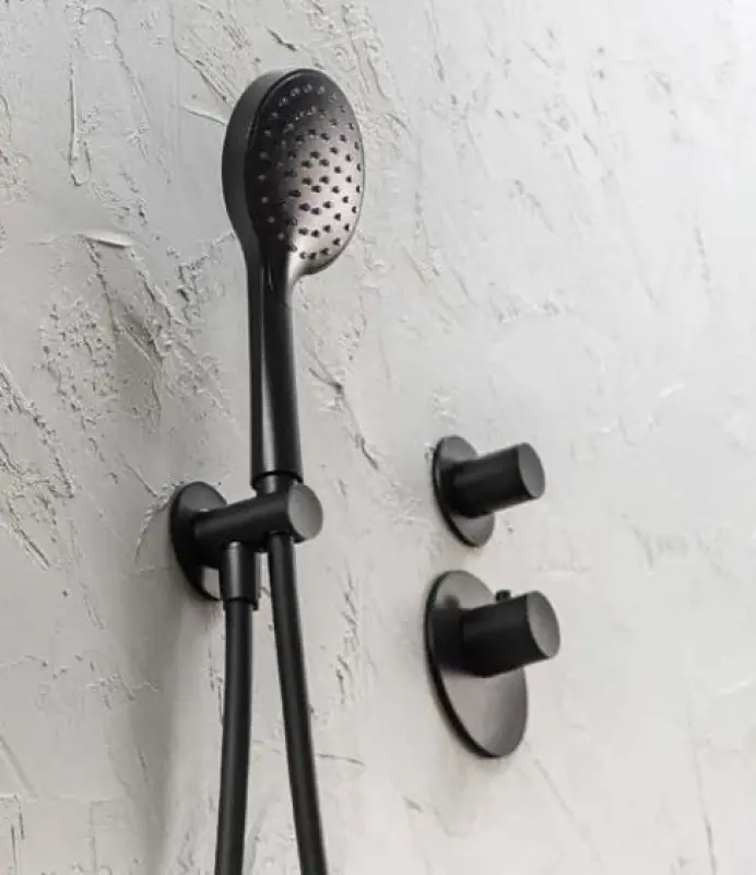 SB AESTHETICS Round concealed thermostatic mixer with 2 outlets / shut-off and diverter valve, matt black 1208954916