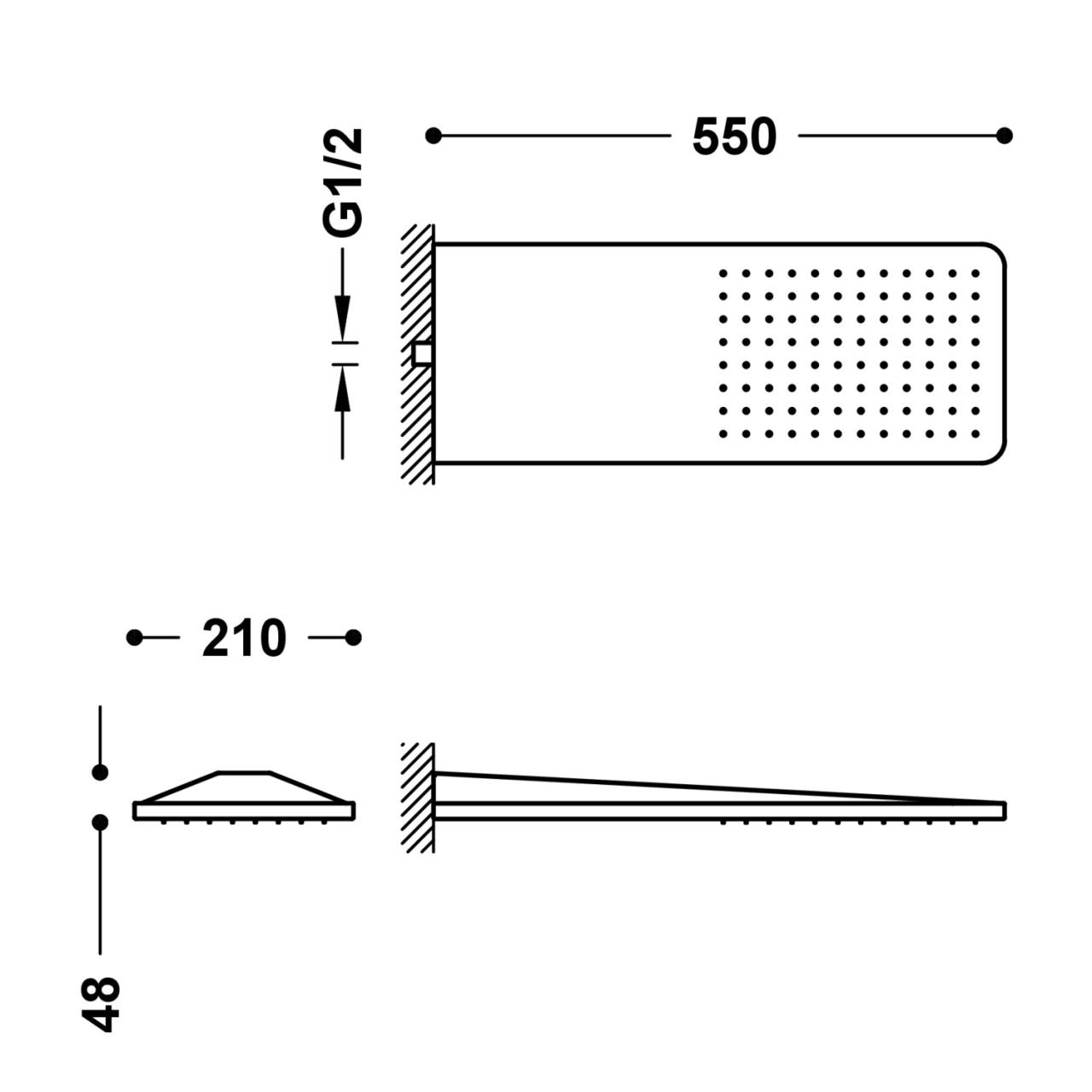 Tres Wall Shower Head 21x55 cm Round Corners Matte White 29990307BM