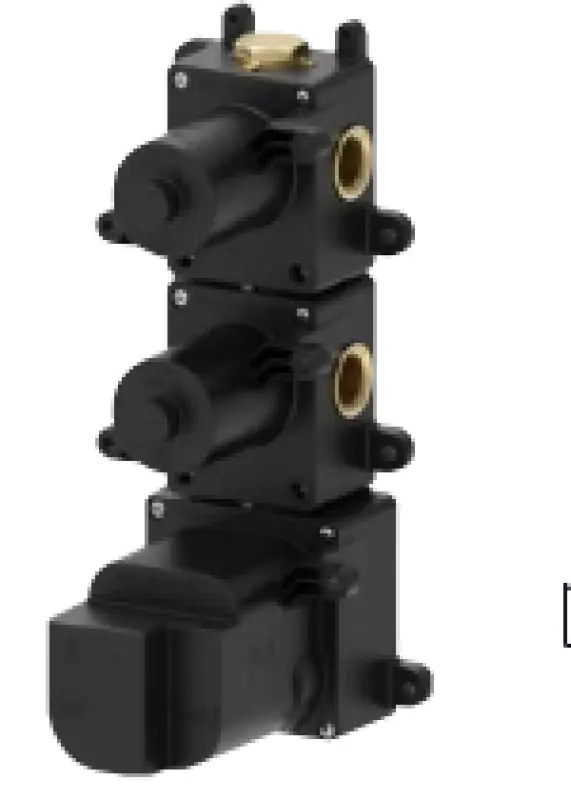 SB AESTHETICS Round concealed thermostatic mixer with 3 outlets / shut-off and diverter valve, matt black 1208954954