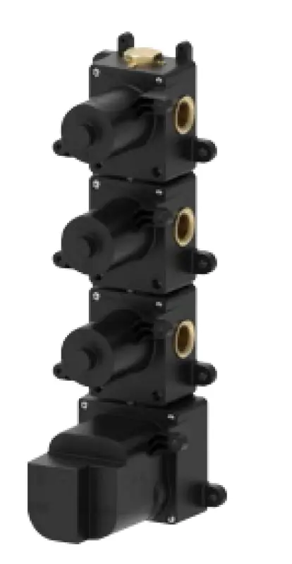 SB 316 AESTHETICS Round concealed thermostatic mixer with 3 outlets / 3 shut-off valves, PVD brushed gold 1208954966