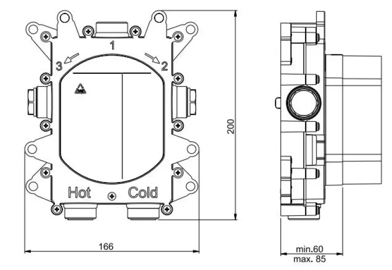 SB Universal Round concealed thermostatic mixer with 2 outlets PVD copper 1208955166