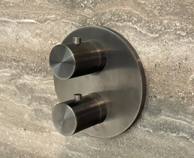 SB Universal Round concealed thermostatic mixer with 2 outlets PVD gun metal 1208955168