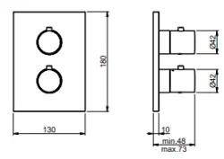 SB Universal Round on Square concealed thermostatic mixer with 2 outlets completely in stainless steel 316 1208955192