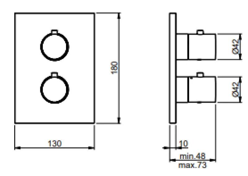 SB Universal Round on Square concealed thermostatic mixer with 1 outlets completely in stainless steel 316 1208955194