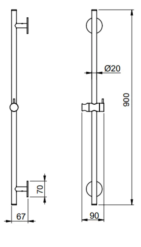 SB Rubinetterie Universale L900 shower rail, entirely made of stainless steel 316, 1208955238