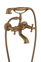 Aquadesign Marseille classic surface-mounted bath mixer with star knobs Bronze including hand shower