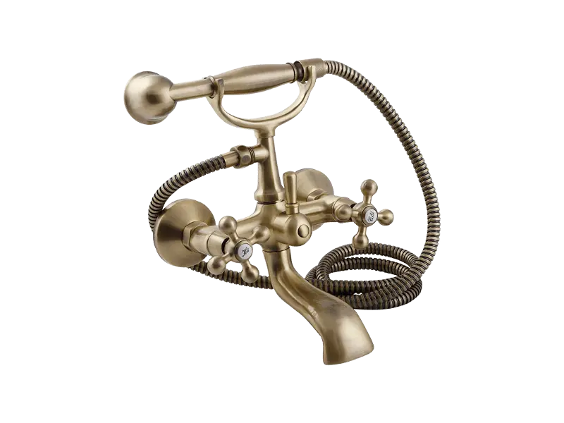 Aquadesign Marseille classic surface-mounted bath mixer with star knobs Bronze including hand shower