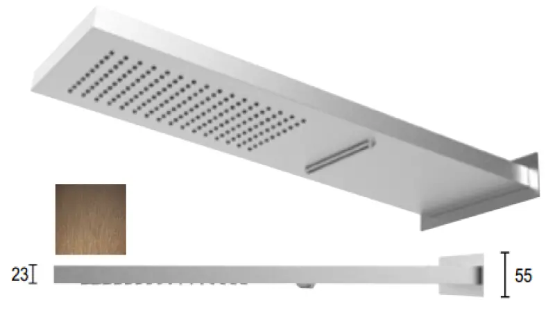 SB Square 316 Rain Shower with Wall Mount and Waterfall Shower PVD Copper 1208955330