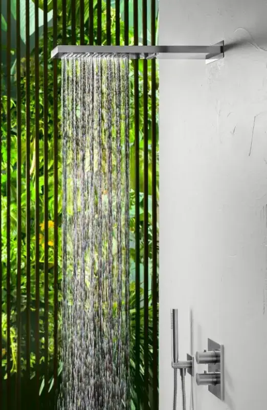 SB Square 316 Rain Shower with Wall Connection and Waterfall Shower PVD Gun Metal 1208955332