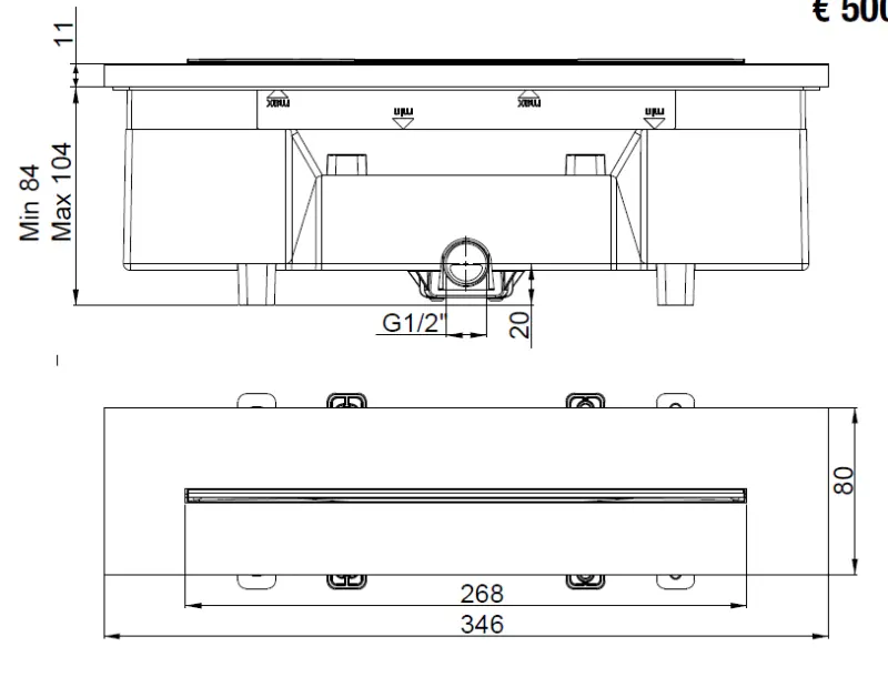 SB 316 Waterfall Bath Spout Built-in PVD Gun Metal 1208955341