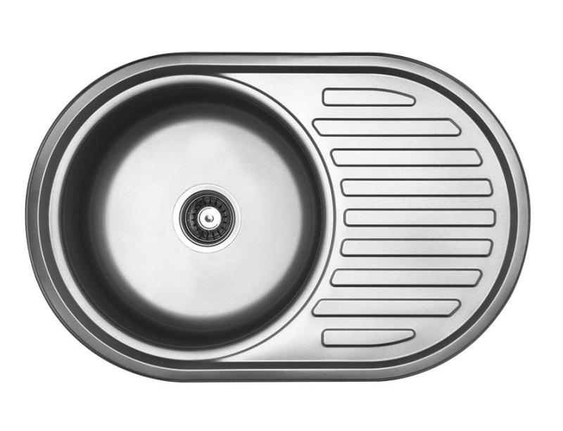 Ausmann Basic round sink with drainer stainless steel 77x50 cm including siphon 1208955523