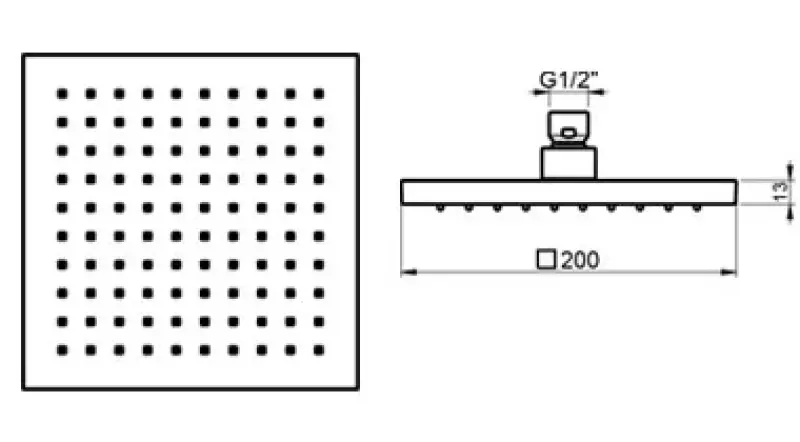 SB Rubinetterie Rain Shower Eco Air Water-Saving Square Rain Shower Chrome 20x20cm 1208955528