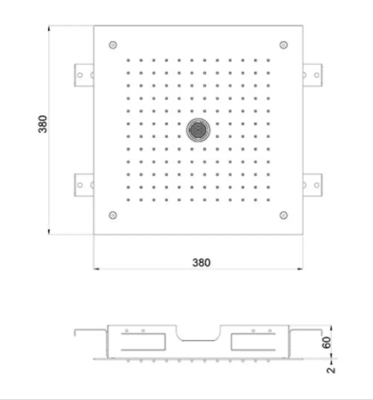SB built-in rain shower ceiling with icicle street 38x38cm fully stainless steel 1208955633