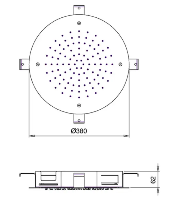 SB Round Temptation Built-in Rain Shower 38 cm fully stainless steel 1208955798