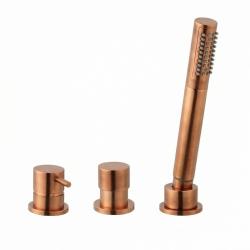 Waterevolution Flow 3-hole Bath Mixer for Rim Mounting PVD Brushed Copper T138SBCPE
