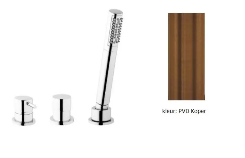 Waterevolution Flow 3-hole Bath Mixer for Rim Mounting PVD Brushed Copper T138SBCPE