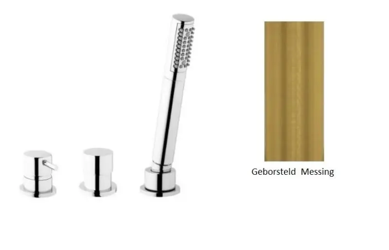 Waterevolution Flow 3-hole Bath Mixer for Bath rim Mounting Brushed Brass Nature T138SBLE