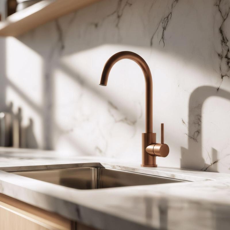 Quadri York kitchen mixer tap PVD brushed copper with swivel spout 1208955906