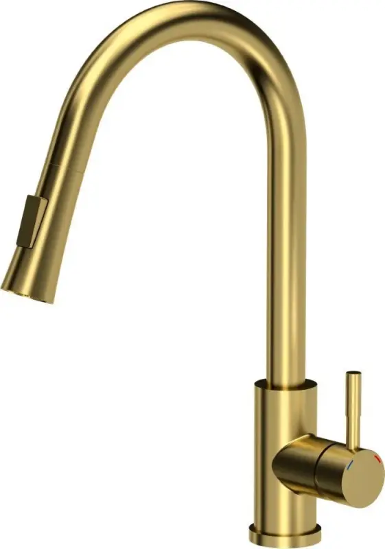 Quadri Leeds kitchen mixer tap with pull-out shower with 2 settings PVD brushed gold 1208955910