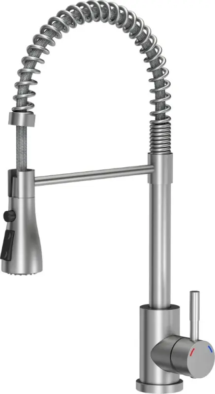 Quadri Derby kitchen mixer tap with flexible spout and shower with 2 spray types stainless steel 1208955916