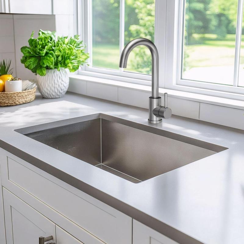 Quadri Coventry kitchen mixer tap matt chrome with swivel spout 1208956032