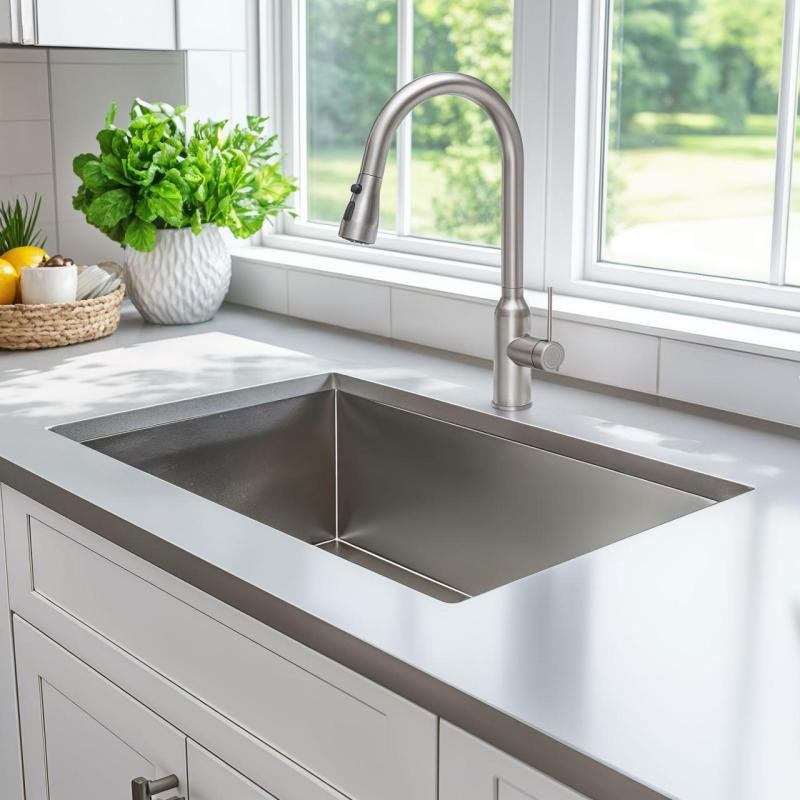 Quadri Stamford kitchen mixer stainless steel with removable spout and spray position 1208956096