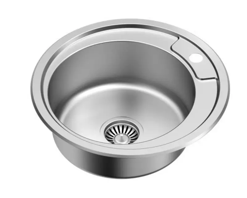 Aquadesign Ross basic round stainless steel sink surface with tap hole 1208956232