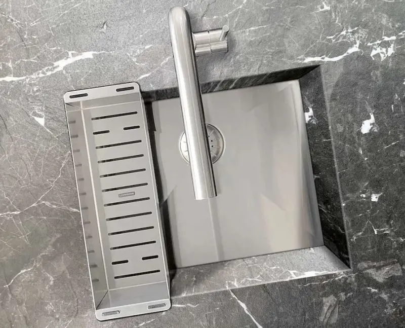 Lorreine 42WT worktop stainless steel sink 42x42cm for installation in ceramic or natural stone 1208956234