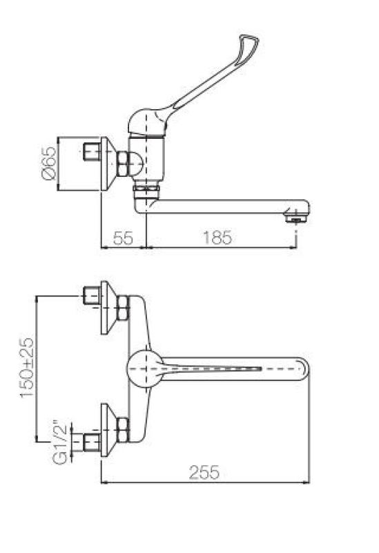 PB Clinic disabled wall mounted kitchen tap with long handle chrome 1208956271