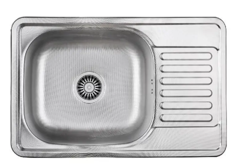 Aquadesign Basic stainless steel sink with draining section reversible 66x42cm surface-mounted 1208956285