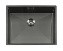 Lorreine 52WT-GunMetal worktop stainless steel sink gun metal 52x42cm for installation in ceramic or natural stone