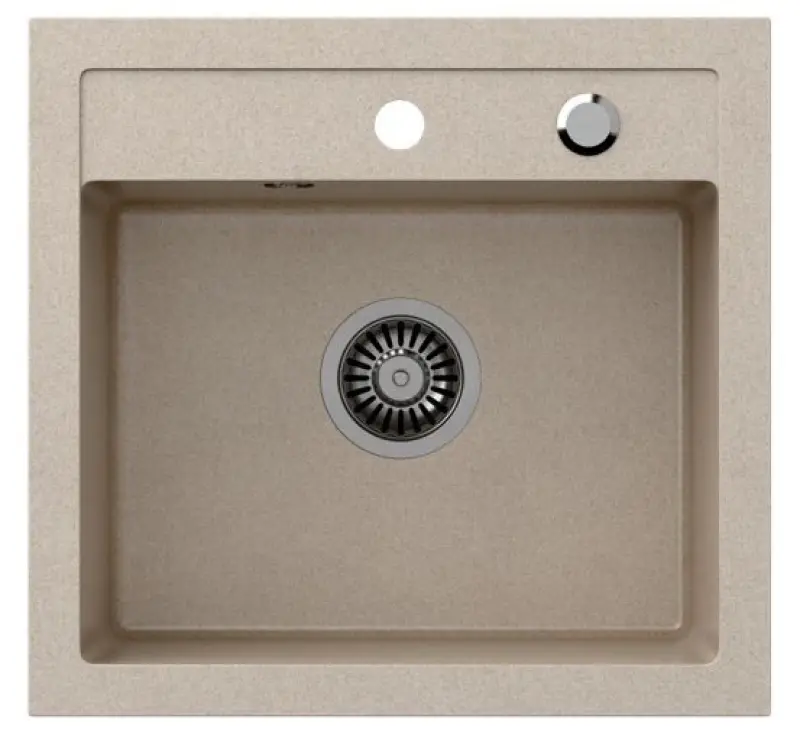 Quadri London granite sand beige sink 50x47 cm with tap hole inset 1208956321
