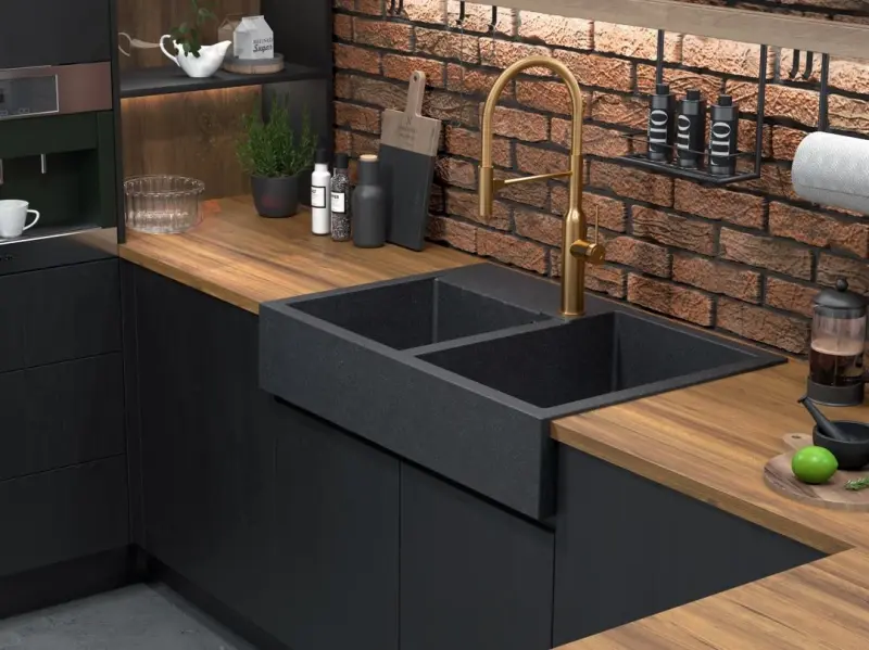Quadri Minister Double Sink sink anthracite country model 90x62cm 1208956322