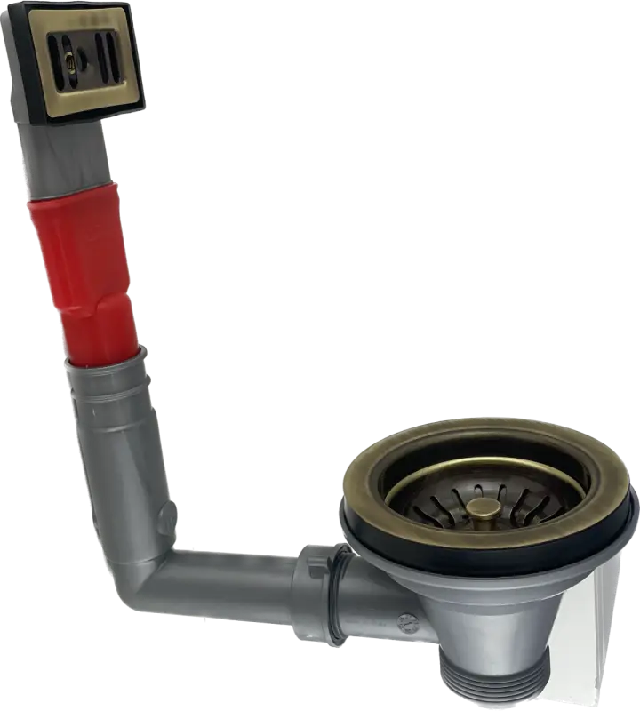 PB Classic Bronze drain set with overflow for a kitchen sink and basket strainer bronze lockable 1208956478