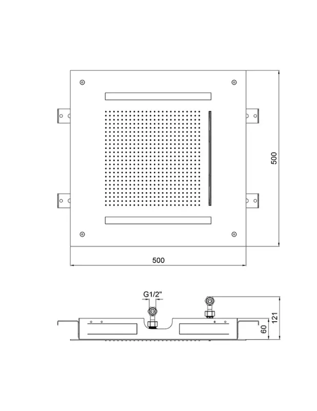 SB Square 316 Built-in Rain Shower Velvet Temptation with LED Chromotherapy and Waterfall Matte Black 1208956742