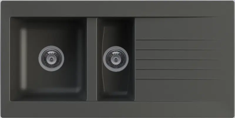 Ausmann Fibre 1.5 black plastic sink, reversible with drip tray, surface-mounted, 100x50 cm 1208956783