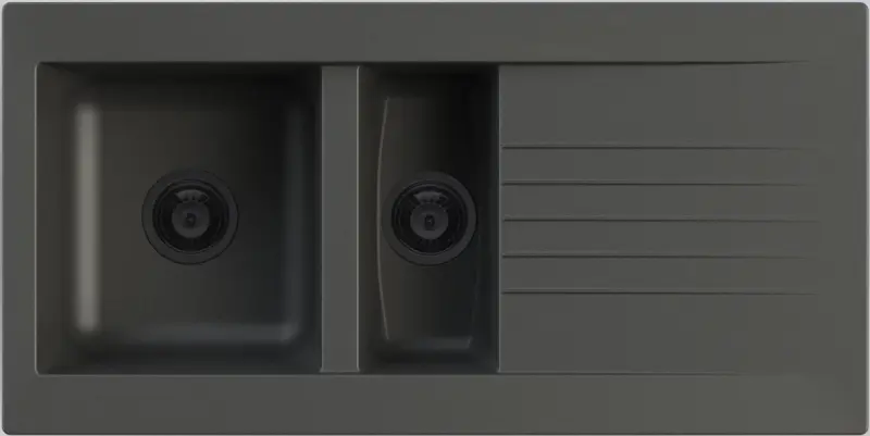 Ausmann Fibre 1.5 black plastic sink, reversible with drip tray, surface-mounted, 100x50 cm, with black plug 1208956784