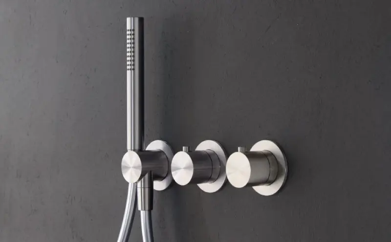 SB round concealed shower set in brushed stainless steel 1208956785