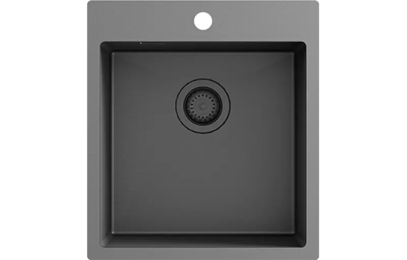 Ausmann Turt gun metal sink 450x505mm with tap hole undermount flush-mounted or inset 1208956960