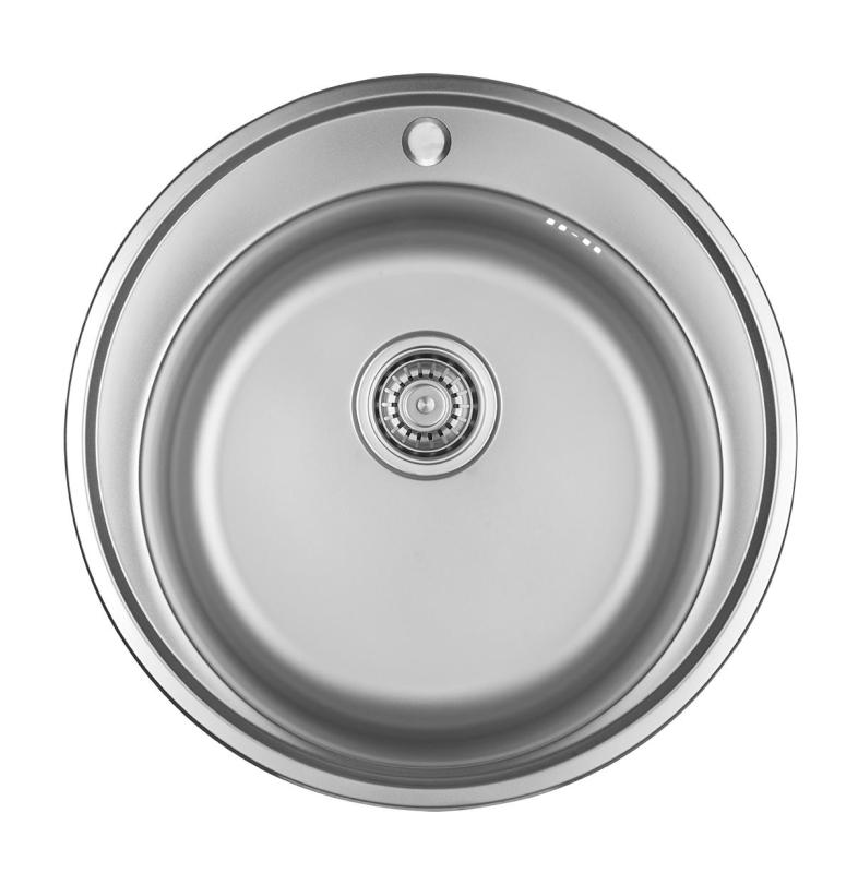 Ausmann Basic stainless steel inset round sink with tap hole 51 cm including siphon 1208956976