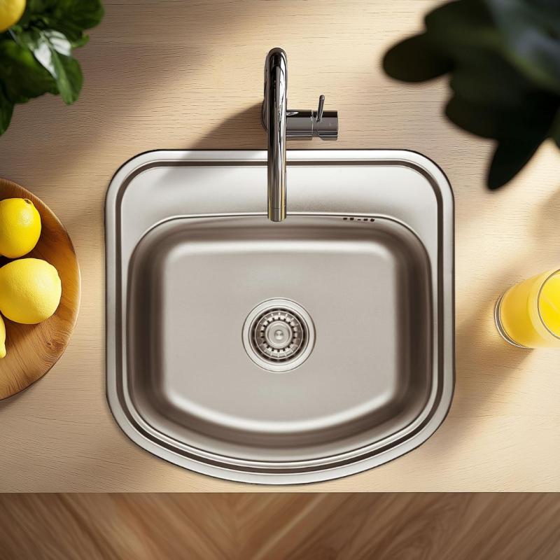 Ausmann Basic stainless steel inset sink 49x47 cm with tap hole bench including siphon 1208956997