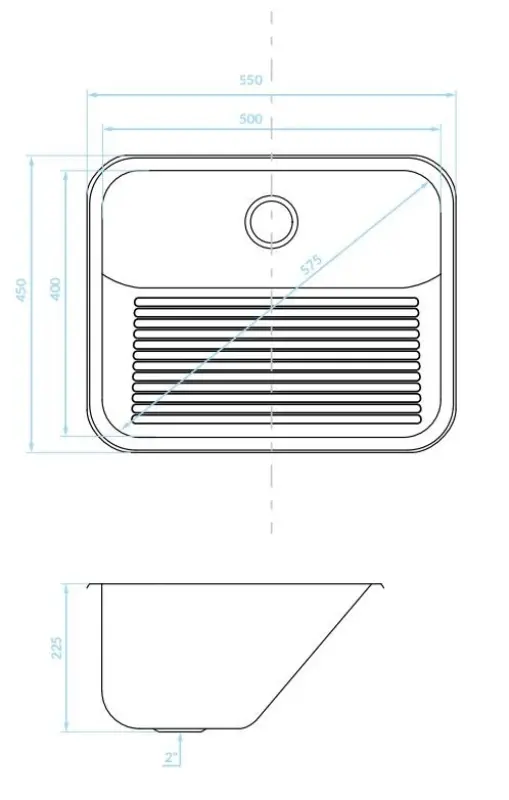 Aquadesign Utility drainage sink 55x45 cm for the utility room or garage, including brackets 1208957003