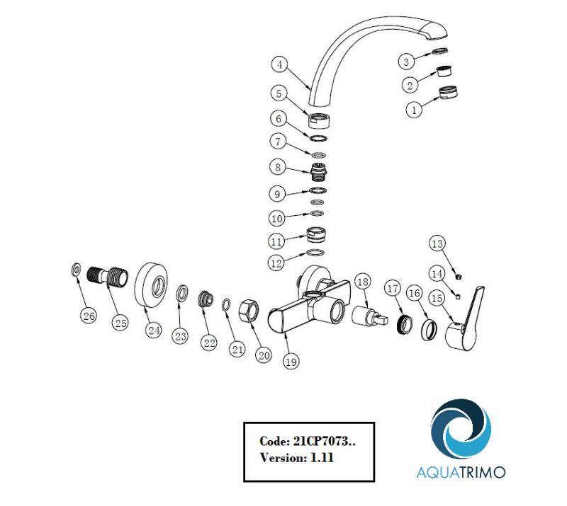 AquaTrimo Chopin kitchen wall tap with top outlet matt black 21CP7073SW