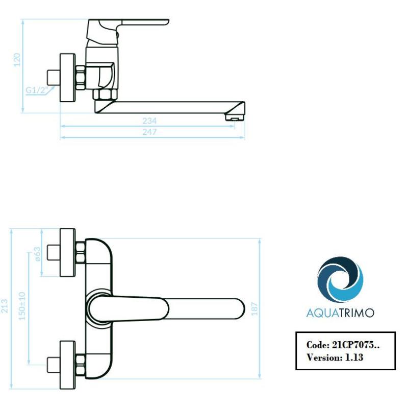 AquaTrimo Chopin wall tap matt black 21CP7075SW