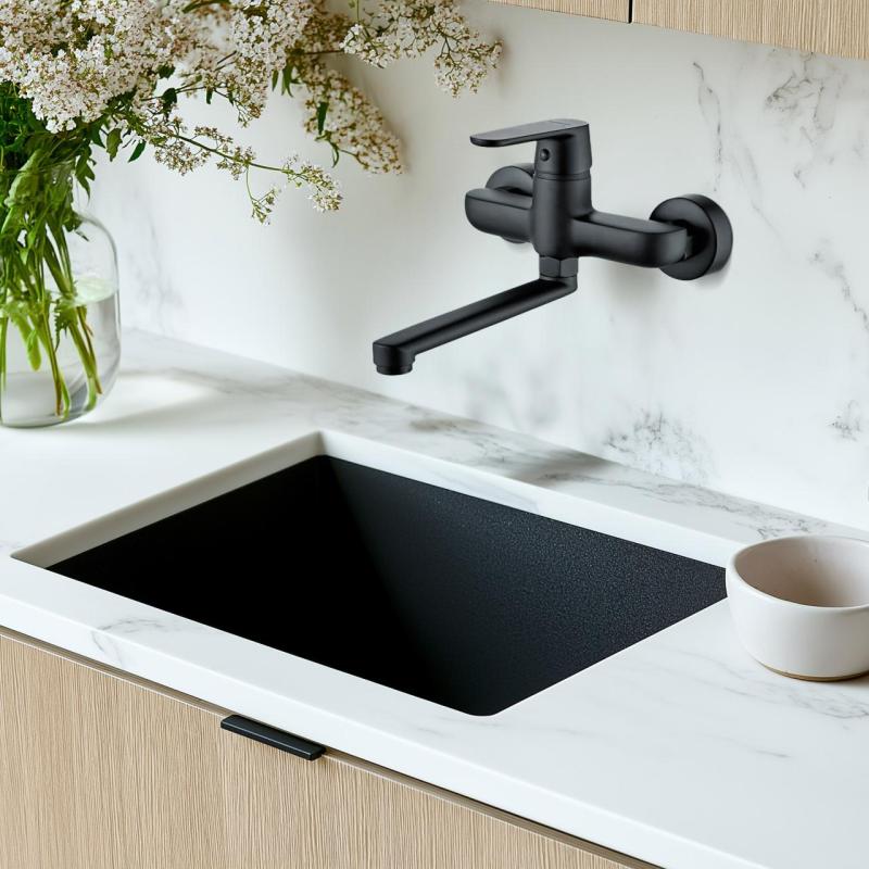 AquaTrimo Chopin wall tap matt black 21CP7075SW